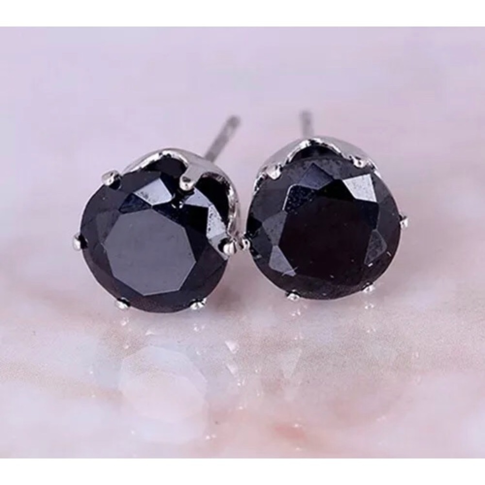Hypoallergenic Stainless Steel Crystal Black Earrings 10mm NEW